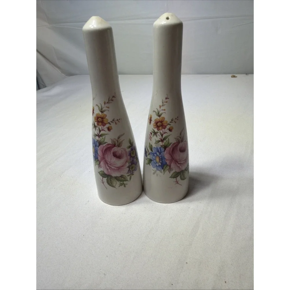 Old Foley James Kent Ltd Salt And Pepper Shakers Floral Pattern Vintage England